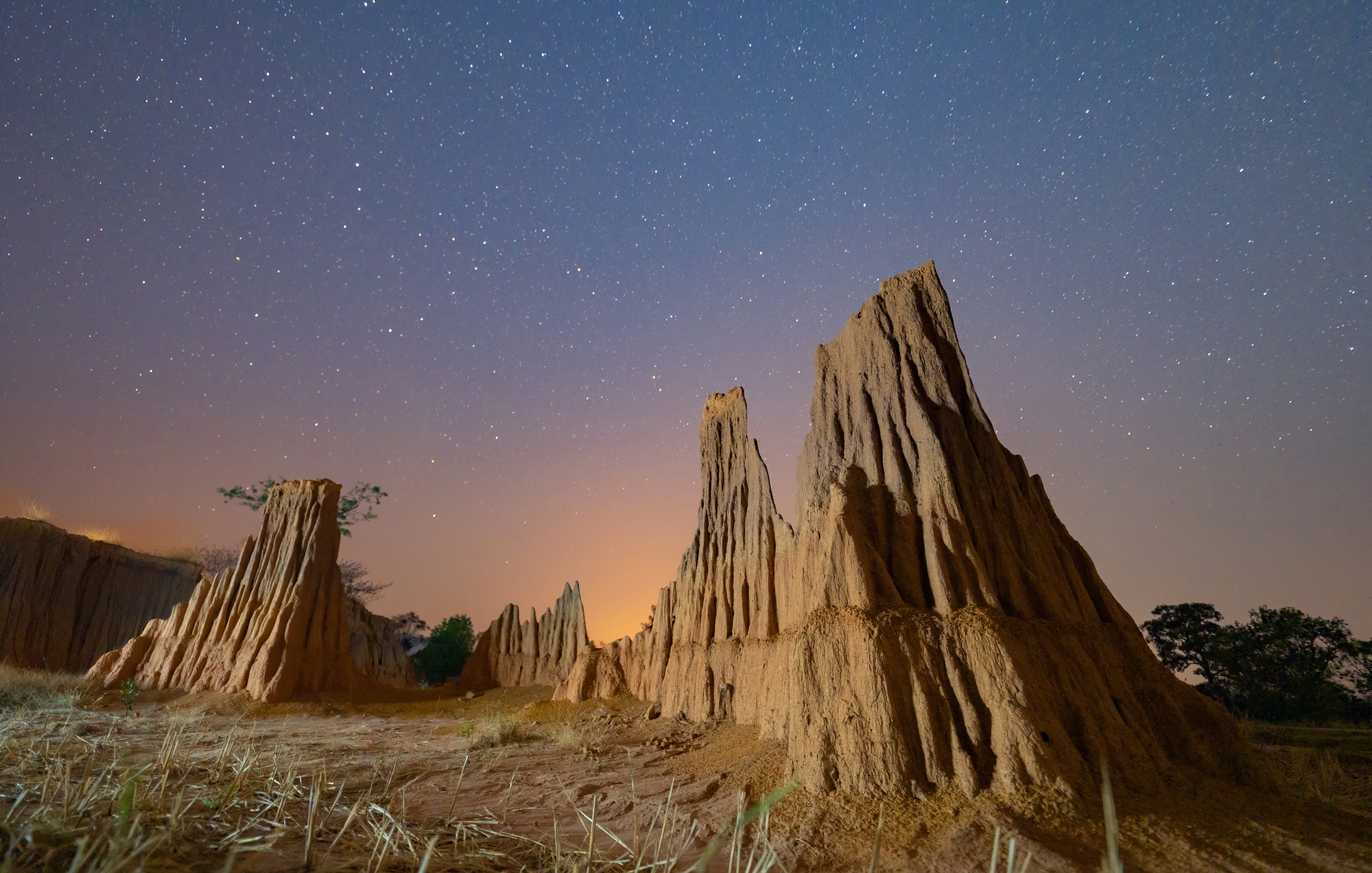 Sam Phan Bok, Ubon Ratchathani, Thailand. Dry rock in the Mekong River with mountain hills. Nature
